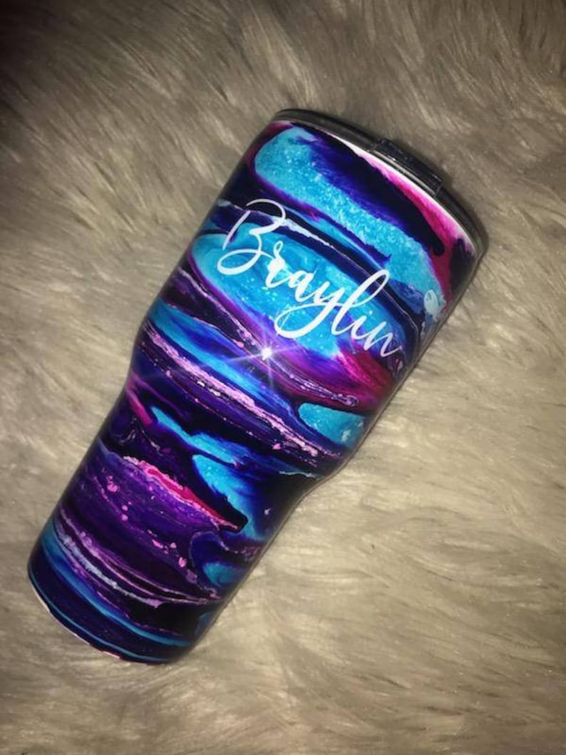 Alcohol Ink Tumbler Epoxy Coated Tumbler Personalized Etsy