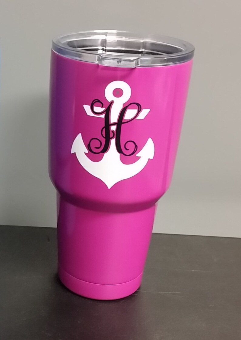 Anchor Initial Beautiful Cup Vinyl Decal Sticker Glass Decals Etsy