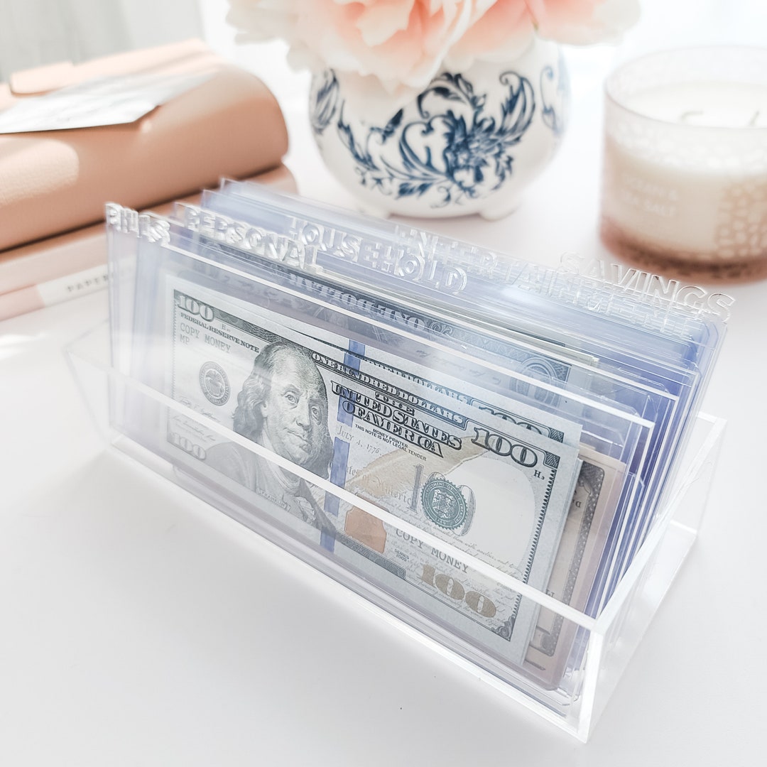 Cash Envelope Box Acrylic Cashbox, Budget, Cash Stuffing Custom Box 