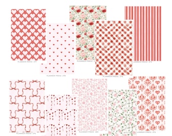 Valentines Day Full Page  Pattern Sticker Sheet | Tearable Washi Stickers for Journaling & Planners | Corner, Border and Header Deco