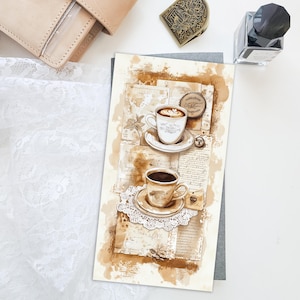 Coffee Date Printed Cover Dashboard for Traveler’s Notebook – Standard Size | Journal Decor | TN Planner Accessory D107
