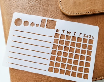 5mm Grid Journal Stencil – Lines, Boxes Habit Tracker | Perfect for Stalogy and Grid Journals | Compact Layout Stencil Mylar | Bujo