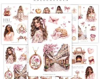 Spring into Love Sticker Collection |  Washi Stickers for Journaling and Planners | Clear Backed Aesthetic Sticker Sheets