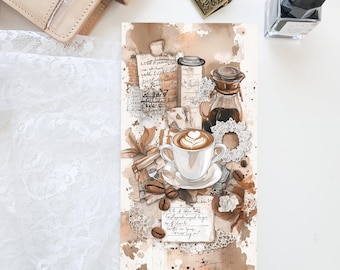 Cozy Coffee Printed Cover Dashboard for Traveler’s Notebook – Standard Size | Journal Decor | TN Planner Accessory D101