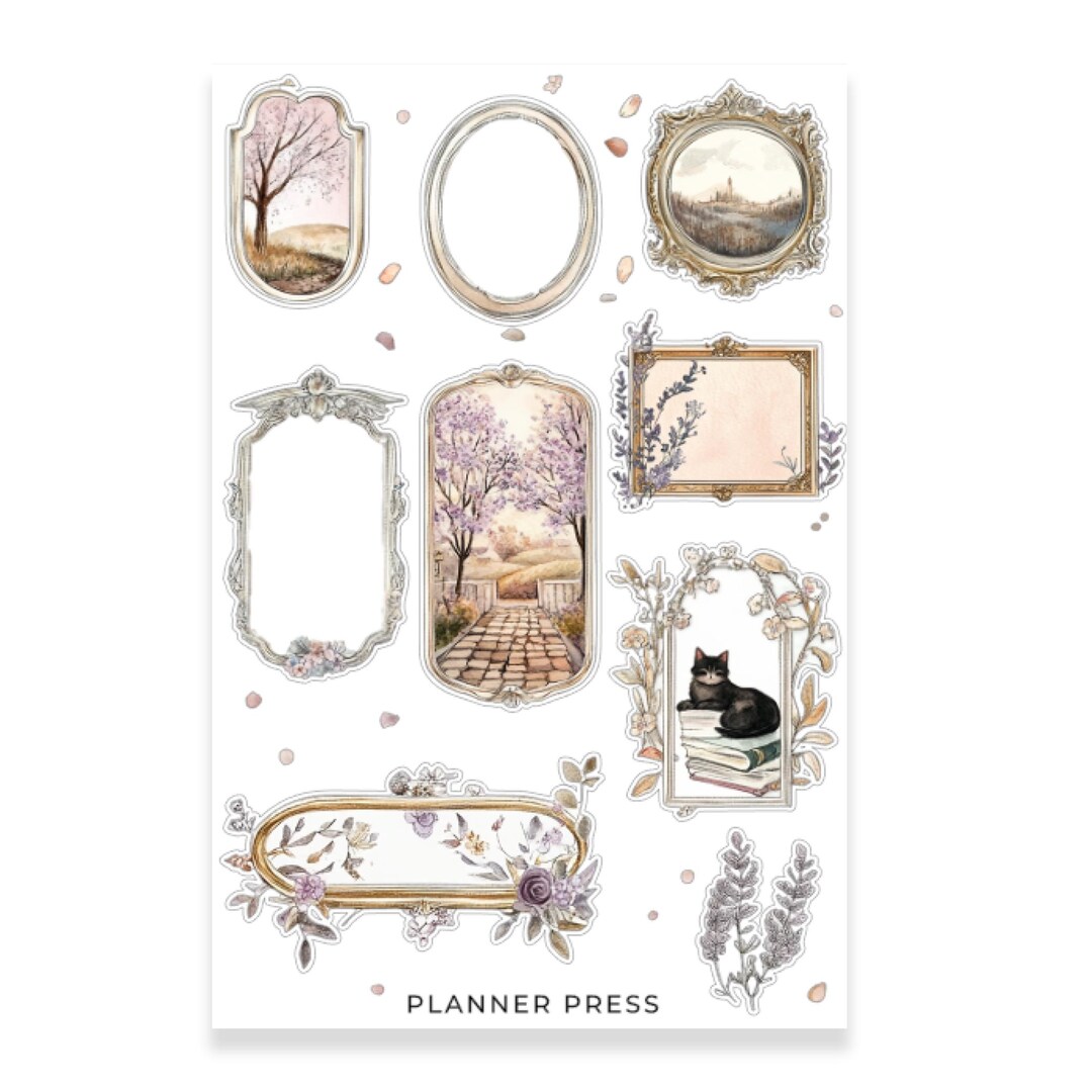 Spring Frame Sticker Comfy Spring – Frames & Paintings Sticker Sheet | Gallery Wall Deco ...