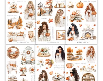 Autumn Lingers Sticker Collection |  Washi Stickers for Journaling and Planners | Clear Backed Aesthetic Sticker Sheets