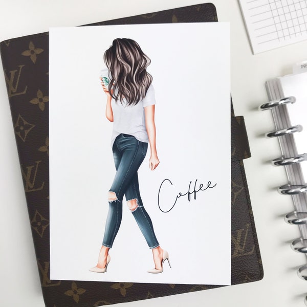 Coffee Glam Girl Planner Dashboards For TN's and Travelers Notebook Ringbound Planner V348