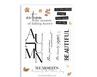 Autumn – Quote Sticker Sheet | Hand-Lettered Spring Sayings | Washi Stickers for Journaling and  Planners