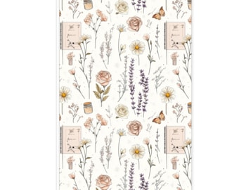 Comfy Spring – Full Page Pattern Sticker Sheet | Tearable Washi Stickers for Journaling & Planners | Corner, Border and Header Deco SC018