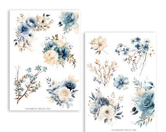 Autumn Mist Floral Sticker Sheet |  Washi Stickers for Journaling and Planners | Clear Backed Aesthetic Sticker Sheets