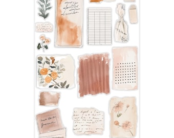 Comfy Spring – Journaling Ephemera Sticker Sheet | Torn Paper & Layering Stickers | Cozy Washi Stickers for Planners and Journals SC0016