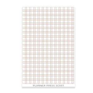 May include: A rectangular sheet with a grid pattern of thin, light brown lines on a white background. The text "PLANNER PRESS SC007" is printed at the bottom. This design is suitable for planners, notebooks, or stationery.