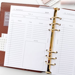 Daily Dated Day On One Page Printed Planner Inserts