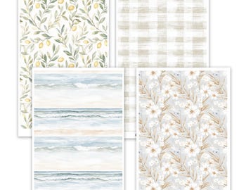 Ocean Soul Full Page  Pattern Sticker Sheet | Tearable Washi Stickers for Journaling & Planners | Corner, Border and Header Deco