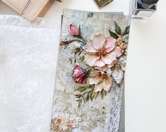 Dusty Petals Printed Cover Dashboard for Traveler’s Notebook – Standard Size | Journal Decor | TN Planner Accessory D114