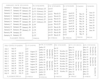 Monthly Date Sticker Sheet | Tearable Washi Stickers for Journaling & Planners