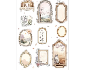 Comfy Spring – Frames & Paintings Sticker Sheet | Gallery Wall Deco Stickers for Planners and Journals | Whimsical Washi Stickers SC0011