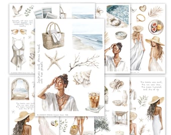 Ocean Soul Sticker Collection |  Washi Stickers for Journaling and Planners | Clear Backed Aesthetic Sticker Sheets
