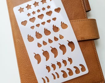 Reading Tracker Stencil – Stars, Hearts, Fire, Spice and Quote Marks | Book Rating and Review Stencil for Journaling & Planners | Mylar