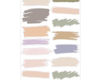 Comfy Spring – Brush Strokes and Ink Swatches Sticker Sheet | Layering Washi Stickers for Planners & Journals | Highlighter Accents SC028