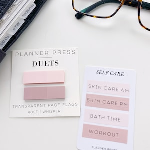 Rosé and Whisper Planner Press Duets Transparent Page Flags