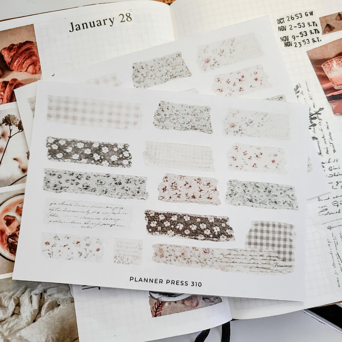 Neutral Washi Tape Strips Sticker Collection | Washi Stickers for ...