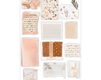 Comfy Spring – Journaling Ephemera Sticker Sheet | Torn Paper & Layering Stickers | Cozy Washi Stickers for Planners and Journals SC0017