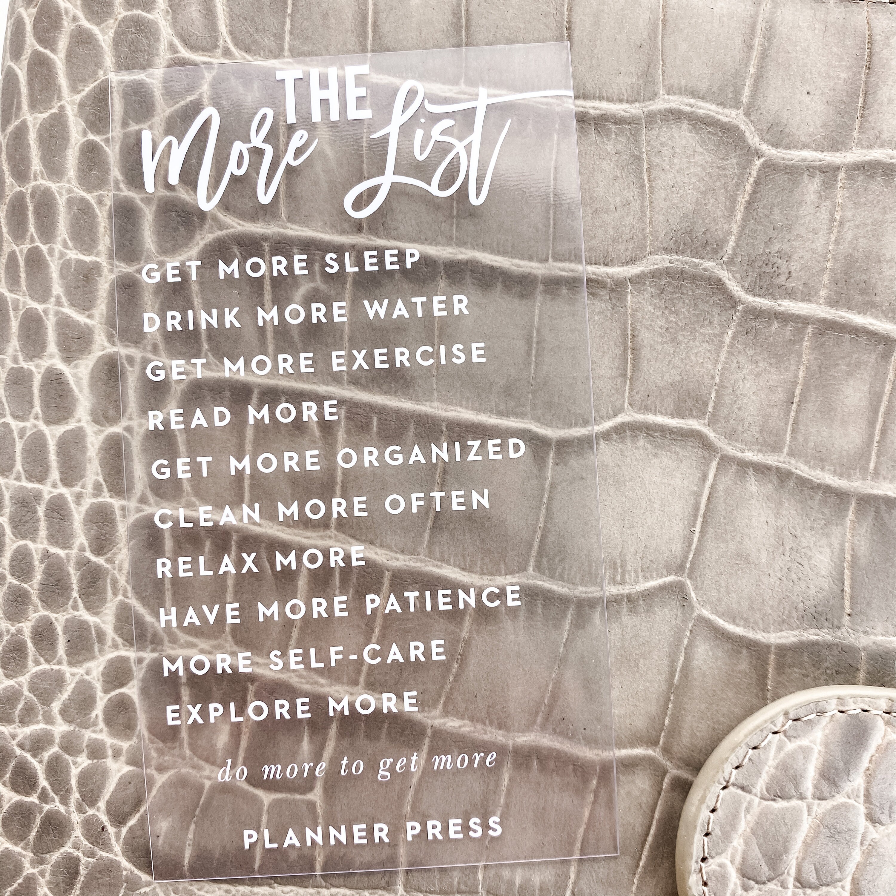 The More List Clear White Planner Card
