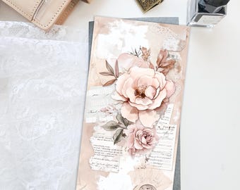 Pink Peony Printed Cover Dashboard for Traveler’s Notebook – Standard Size | Journal Decor | TN Planner Accessory D105