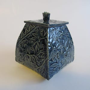 Handmade Ceramic Jar with Lid: Storm Blue Pottery Sugar Bowl