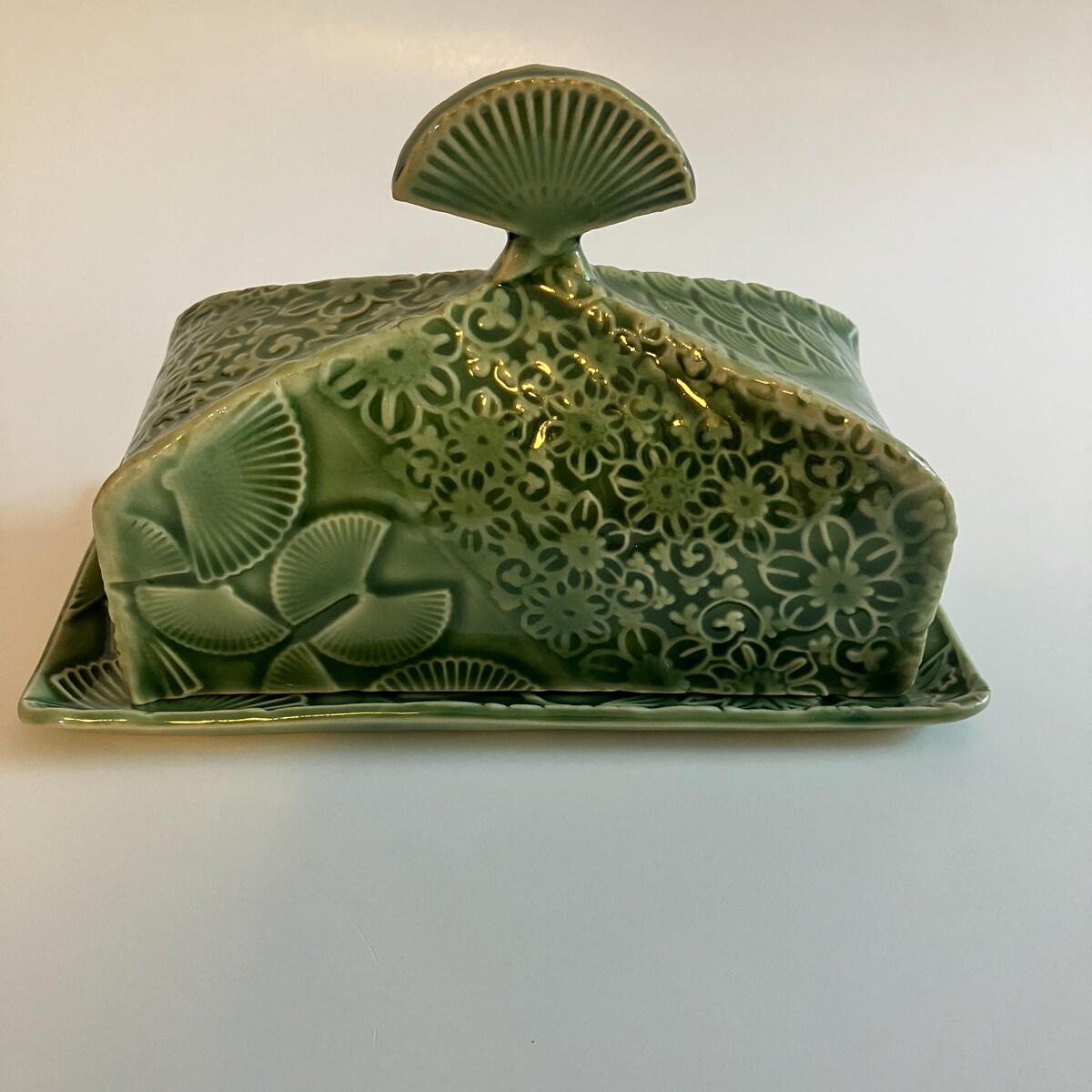 Handmade Ceramic Butter Dish With Lid: Spruce Green Glaze - Etsy