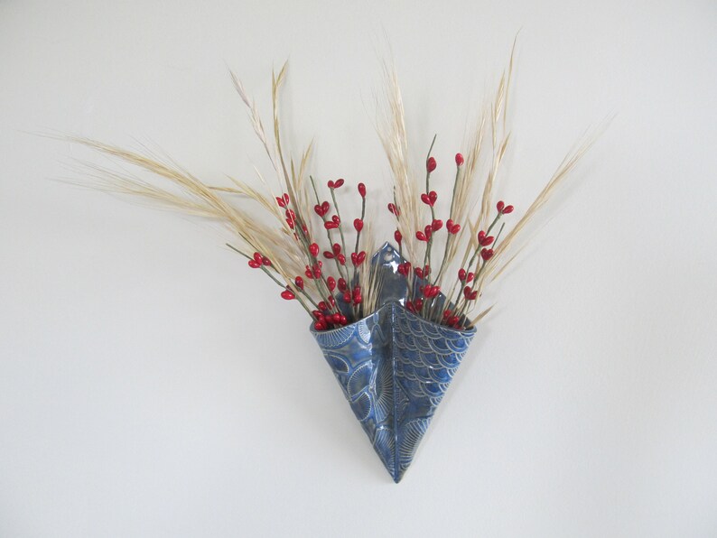 Ceramic Wall Vase Moonscape Sconce 2 Sided Pocket