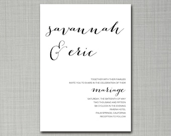 Modern Wedding Invitation Suite With Bold Cursive Font And Etsy