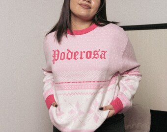 Poderosa Holiday Sweater - Latina Holiday Sweater - Latina Power - Poderosa