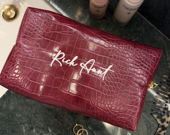 Burgundy/ Cherry Red Croc Cosmetic Bag - Custom Cosmetic Bag - Croc Travel Cosmetic Bag - Custom Toiletry Bag
