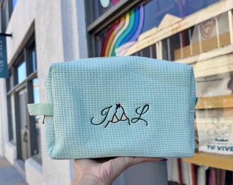 Light Green Cosmetic Bag - Custom Cosmetic Bag - Waffle Travel Cosmetic Bag - Custom Toiletry Bag