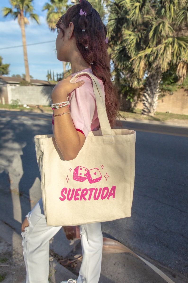 Suertuda Tote aesthetic tote bag latina tote canvas printed image 1