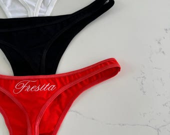 Embroidered Custom Thong – Personalized Cotton Underwear, Bachelorette Gift