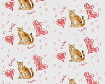 Valentine's Day Kitty Cat Custom Name Gift Wrap Wrapping Paper Download