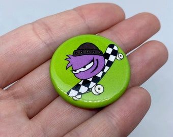 E-puffle pin, cute punk puffle button, original digital art design, cool unique club penguin pins, handmade accessories