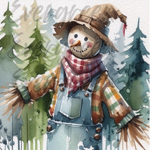 Vogelscheuche Herbst Aquarell Druck Bundle: Bauernhaus Decoupage (Digitaler Download)