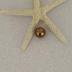 Hawaii 8mm Chocolate Tahitian Pearl Floating gold Filled Chain Necklace