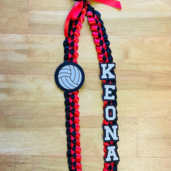 Hawaii Custom Two Color 5/8 Inch Satin Ribbon Personalized Sports Extra-Curricular Recognition Lei