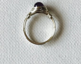 Amethyst Silver Or GoldWire Wrapped Ring