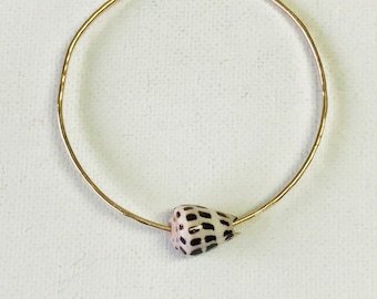 Hawaii Hebrew Cone Shell 14 Gauge Sterling Silver Or Gold Filled Hammered Bangle Bracelet