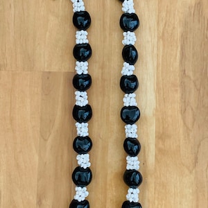 Hawaii Black Kukui Nut Lei With White Color Shells