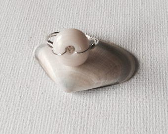 Hawaii Puka Shell Silver Or Gold Wire Wrapped Ring