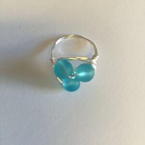 Triple Sea Glass Wire Wrapped Ring