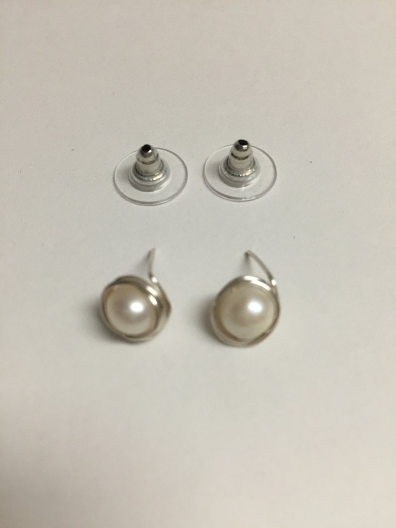 White Freshwater Pearl Wire Earring Studs