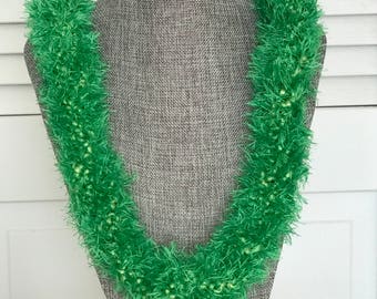 Hawaii Satin Rattail And Eyelash Yarn Crocheted Graduation Lei